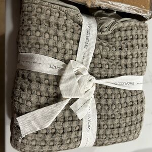 Levtex Taupe Waffle Weave euro shams